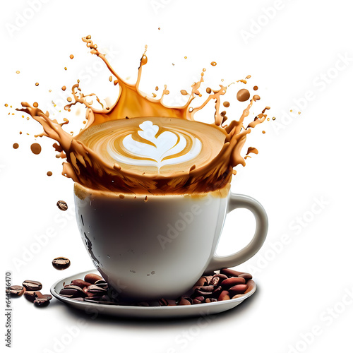 International coffee day celebration with latte coffee splash