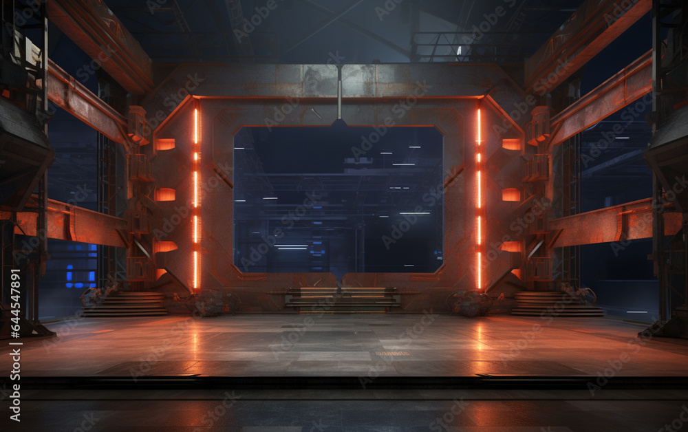 Industrial TV show backdrop. Ideal for virtual tracking system sets. 3D rendering Industrial TV show backdrop. Ideal for virtual tracking system sets. 3D rendering