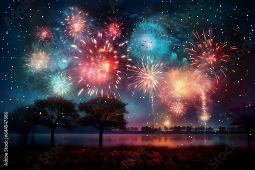 Festive Fireworks Illuminating the Joy of New Year 2024