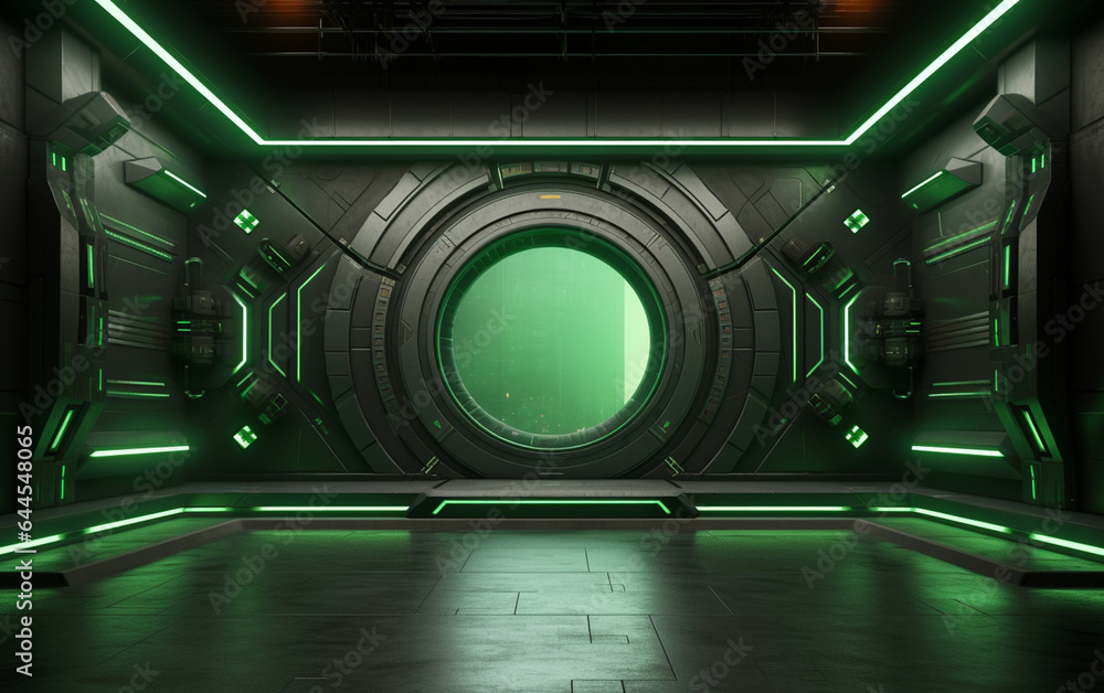 Fototapeta premium Industrial TV show backdrop. Ideal for virtual tracking system sets. 3D rendering 