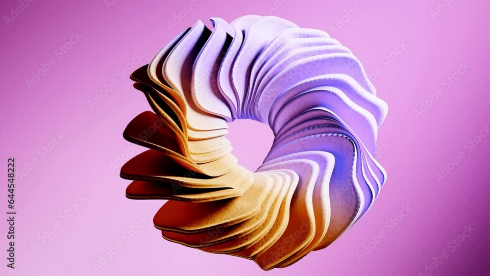 3d animation render of Abstract ring rotating. Smooth hypnotic pattern ...