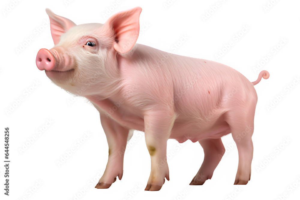 pink pig isolated on transparent background ,side view cute pig png ,generative ai pink pig isolated on transparent background ,side view cute pig png ,generative ai