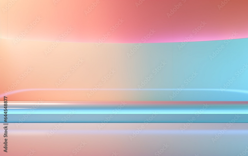 Obraz premium Light glossy surface with copyspace on abstract light wall backdrop. 3D rendering, mock up