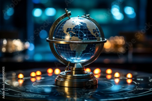 Stock market insights shine through a mesmerizing crystal globe on display