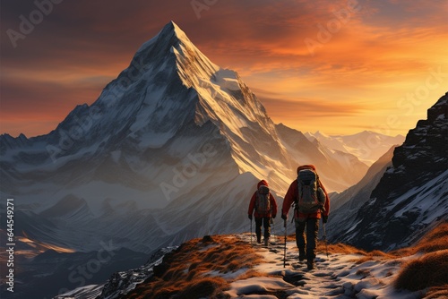 Alpinists ascend Grossglockner, triumphing over its majestic, towering mountain peaks