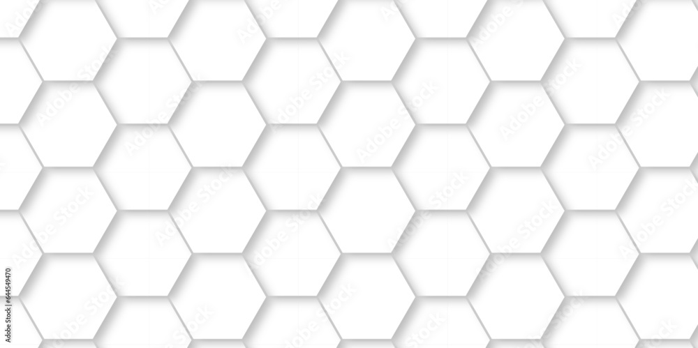Seamless gromatric pattern of hexagons White Hexagonal Background. Luxury White Pattern. Vector Illustration. 3D Futuristic abstract honeycomb mosaic white background. geometric mesh cell texture. Seamless gromatric pattern of hexagons White Hexagonal Background. Luxury White Pattern. Vector Illustration. 3D Futuristic abstract honeycomb mosaic white background. geometric mesh cell texture.