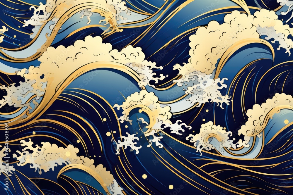 Japanese ocean wave graphic.