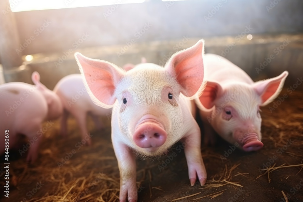 Small piglet in the farm. Group of Pig indoor on a farm yard. Small piglet in the farm. Group of Pig indoor on a farm yard.