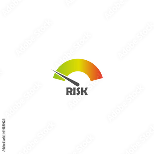 Risk concept on speedometer icon. Risk meter icon