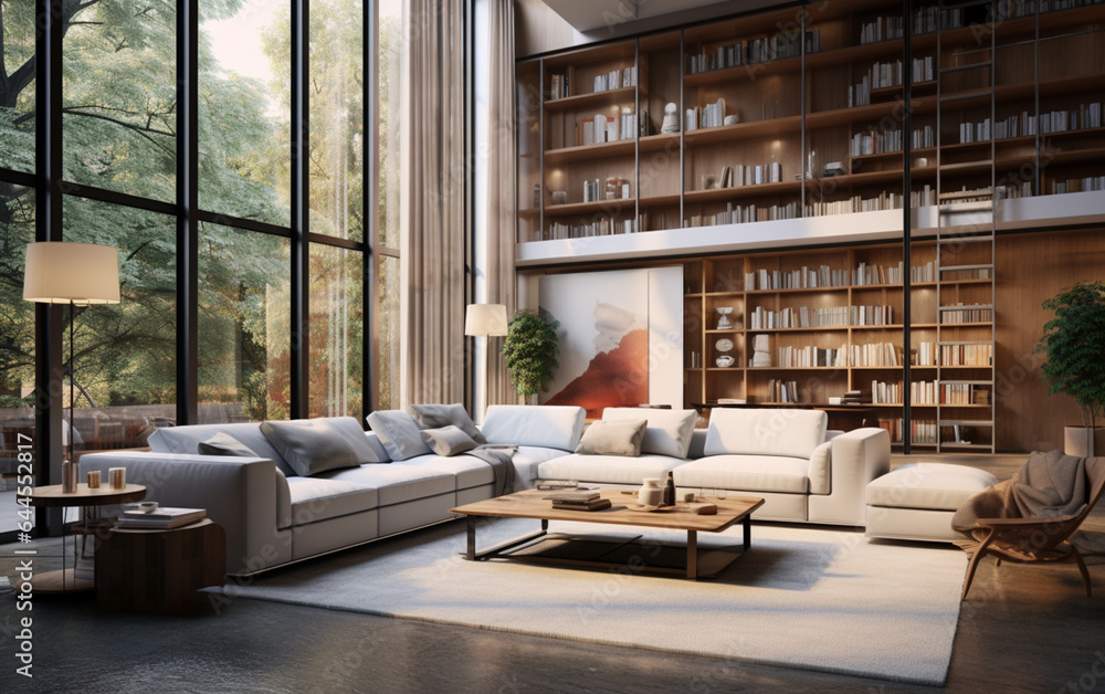 Interior of modern living room panorama 3d rendering Interior of modern living room panorama 3d rendering