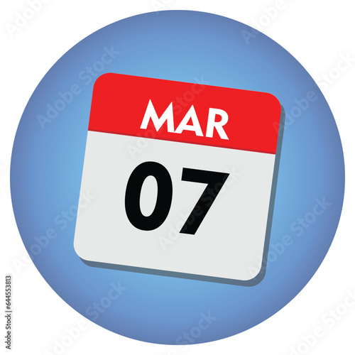 07 march icon with white background, calender icon