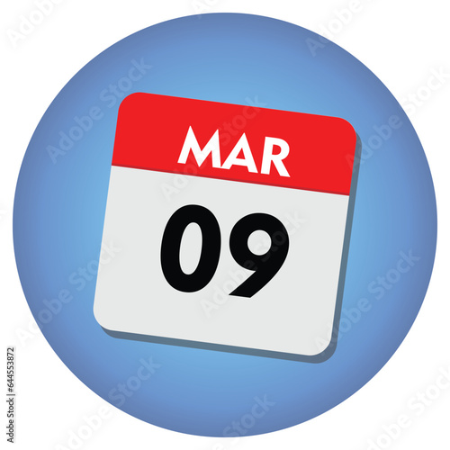 09 march icon with white background, calender icon