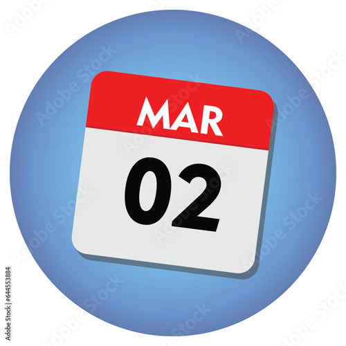 02 march icon with white background, calender icon