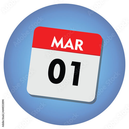 01 march icon with white background, calender icon