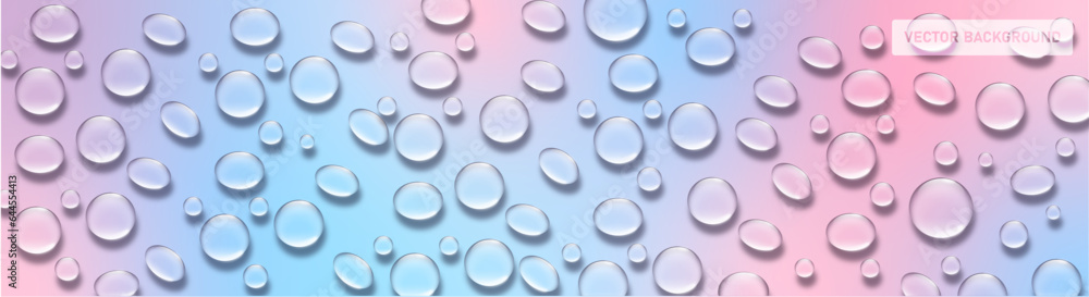 Abstract Light Vector Background with Transparent Water Drops on Soft Pastel Gradient. Abstract Light Vector Background with Transparent Water Drops on Soft Pastel Gradient.