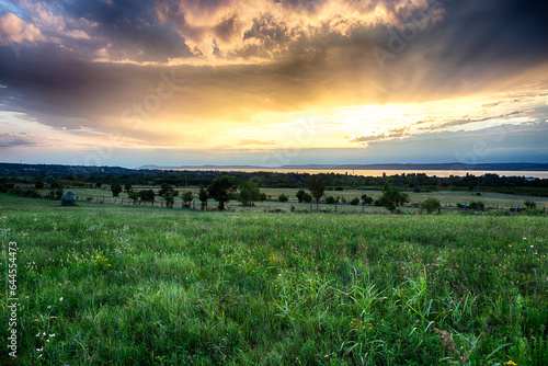 sunset over the field