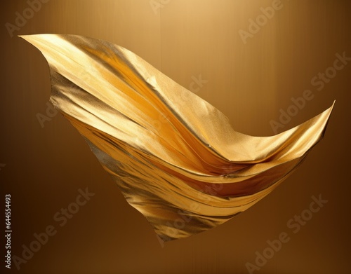 Golden sheet metal floating against the gold background. Prescious metals concept. AI generated image photo