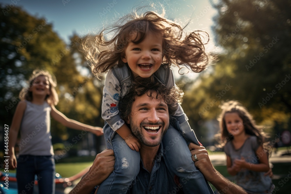 family having fun on a day out at the park