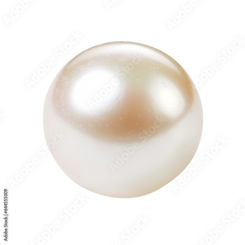 shiny natural white sea pearl with light effects isolated on transparent background