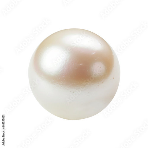 shiny natural white sea pearl with light effects isolated on transparent background