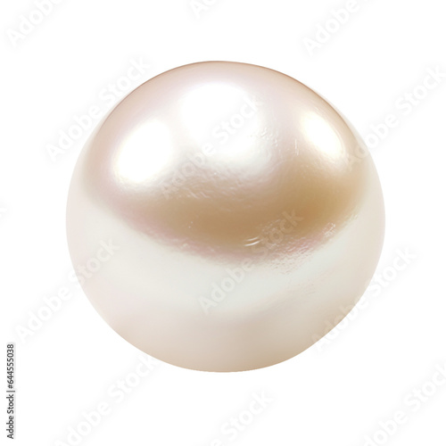 shiny natural white sea pearl with light effects isolated on transparent background