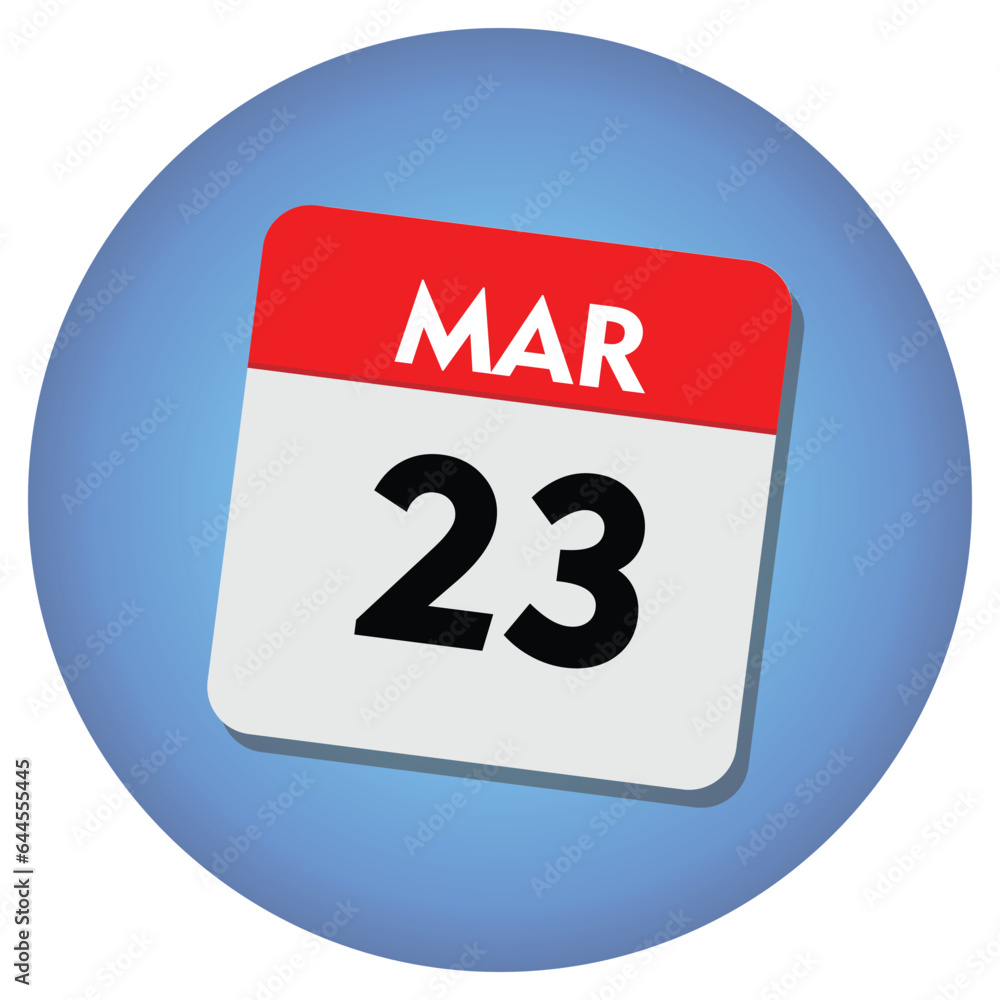 Fototapeta premium 23 march icon with white background, calender icon