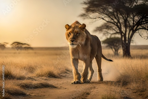 lion cub in the savannah generated ai © Abubakar