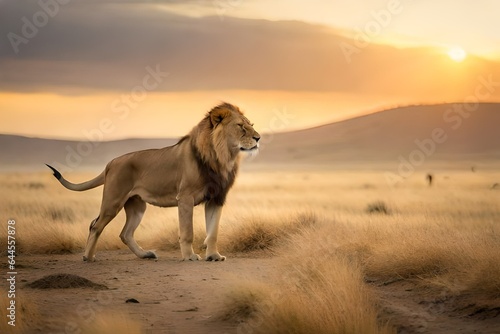 lion in the sunset generated ai