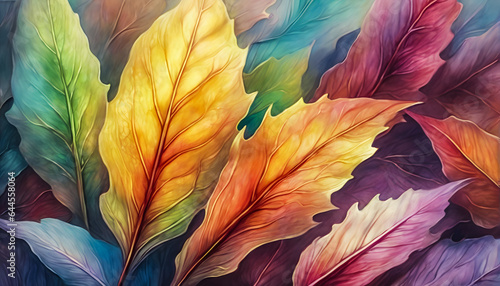closeup leaves falling in autumn in pastel colors  Plants and Flowers  generative ai 
