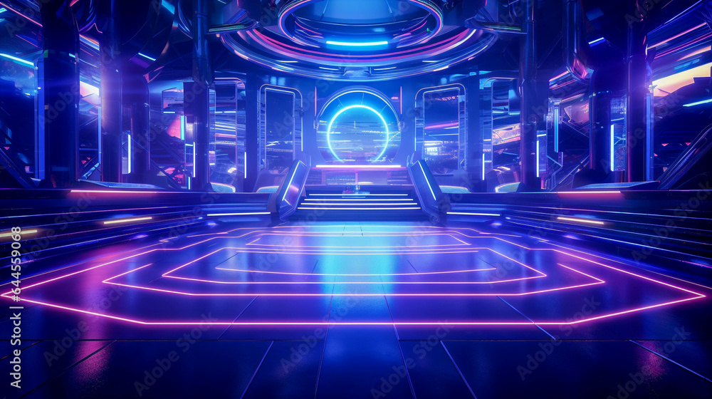 Sci-fi Nightclub With Large Dance Floor in a Futuristic Setting. Night ...