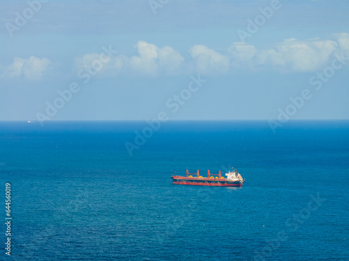 oil tank ship off the coast of Florida Fort Lauderdale shot with aerial telephoto drone