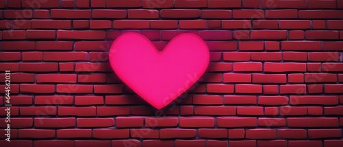 Neon solid heart on brick wall, wallpaper