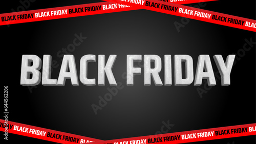 black friday textBlack Friday 3d text in black background sale promotion. red black week promotional ribbons for Black Friday shopping, business, commerce, promotion advertising. Vector illustration