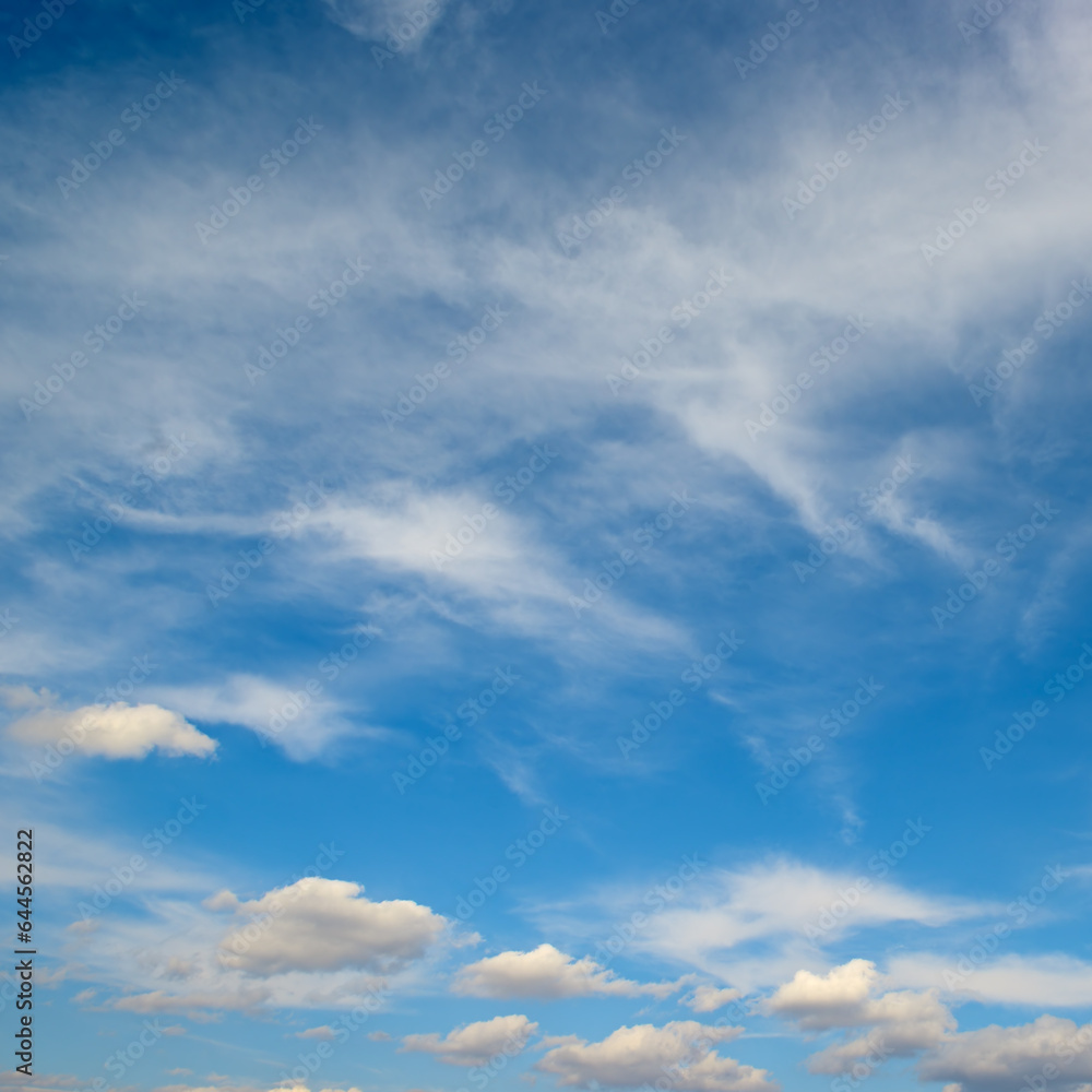 Fototapeta premium Beautiful white fluffy clouds against blue sky.