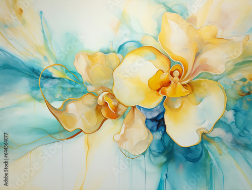 Abstract orchid with water color and acrylic style 