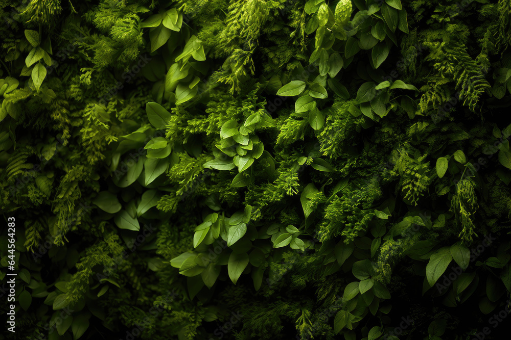 Green vertical garden wall - obrazy, fototapety, plakaty 