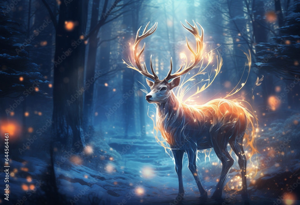 Glowing Festive Reindeer in Winter Wonderland Glowing Festive Reindeer in Winter Wonderland