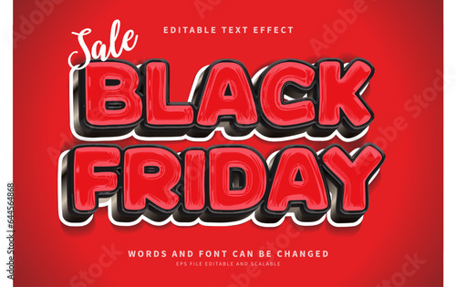 Black friday text 3D, cartoon style editable text effect