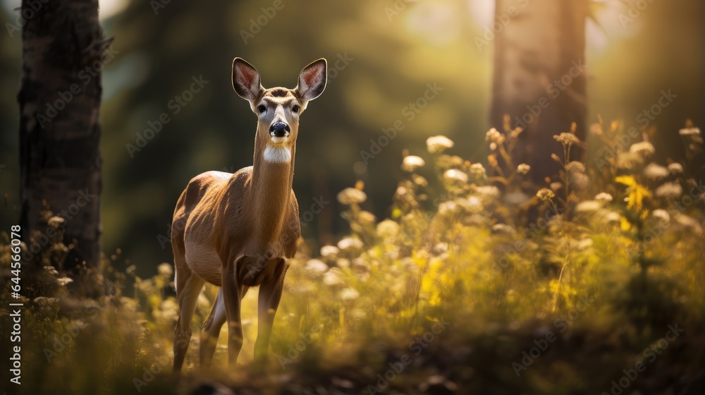 A breathtaking shot of a Doe in his natural habitat, showcasing his majestic beauty and strength. A breathtaking shot of a Doe in his natural habitat, showcasing his majestic beauty and strength.