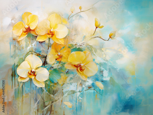 Abstract orchid with water color and acrylic style 