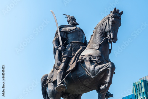 Skanderbeg Horse Monument at Skanderbeg Square in Tirana. Albania