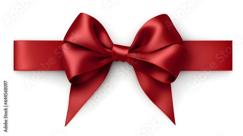 Burgundy Gift Ribbon with a Bow on a white Background. Festive Template for Holidays and Celebrations 