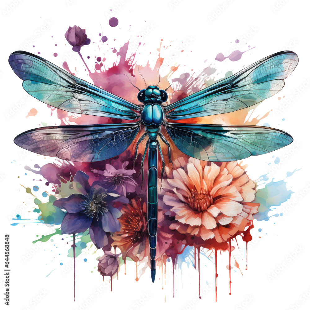 Obraz premium A dragonfly t-shirt design that showcases the dragonfly's grace and beauty, with the dragonfly portrayed in a soft, Generative Ai