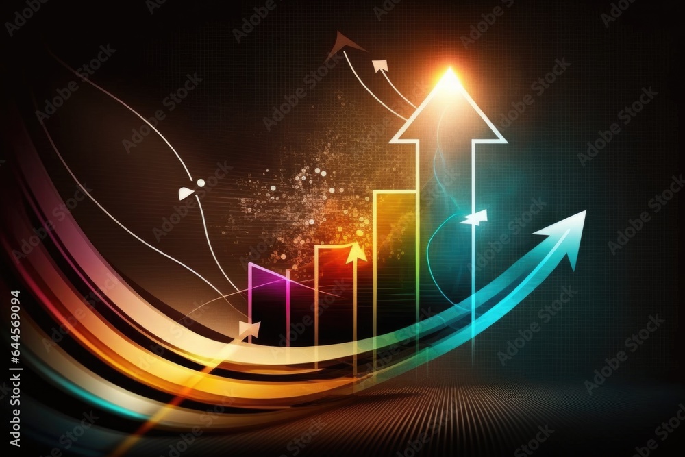 Growth graph in colour background. Business and finance concept Growth graph in colour background. Business and finance concept