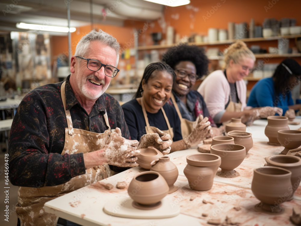 A Photo of Seniors Participating in a Pottery Workshop A Photo of Seniors Participating in a Pottery Workshop