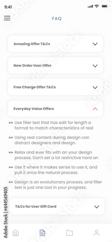 FAQ Frequently Asked Questions Info Screen App UI