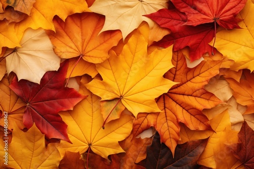 Wallpaper Mural Autumn dry maple leaves texture, top view. Colorful october, november leaves on ground. Autumn background generated by AI Torontodigital.ca