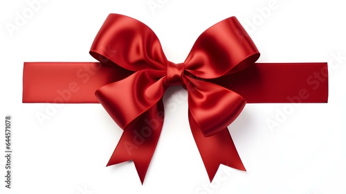 Dark Red Gift Ribbon with a Bow on a white Background. Festive Template for Holidays and Celebrations 