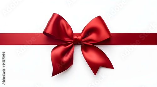 Dark Red Gift Ribbon with a Bow on a white Background. Festive Template for Holidays and Celebrations 