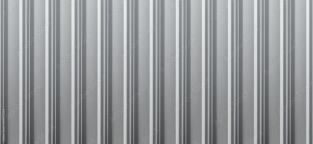Silver corrugated metal sheet background. Metallic grooved vertical lines pattern fence. Roofing material surface top view. Aluminum industrial structure, generated by AI Silver corrugated metal sheet background. Metallic grooved vertical lines pattern fence. Roofing material surface top view. Aluminum industrial structure, generated by AI